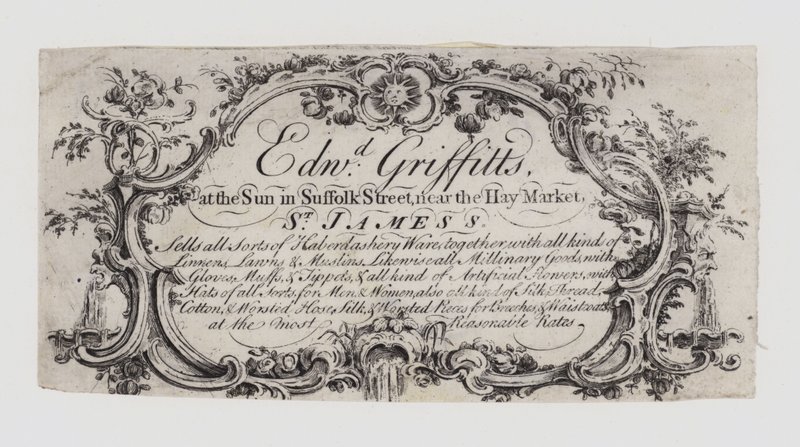 Tuhafiyeler, Edward Griffitts, ticari kart by English School