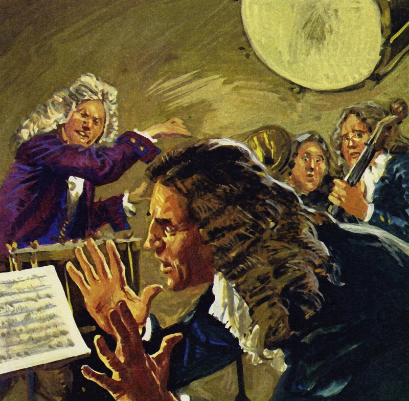 Handel bir keresinde orkestra liderine su ısıtıcısı davulu fırlatmıştı. by English School