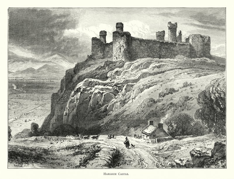 Harlech Kalesi (gravür) by English School
