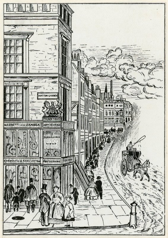 Hatton Bahçesi ve Holborn, 1866 by English School