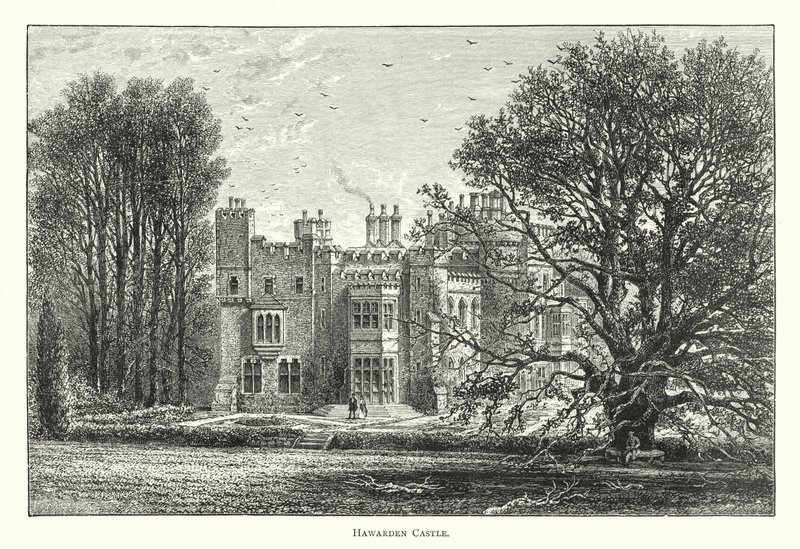 Hawarden Kalesi (gravür) by English School