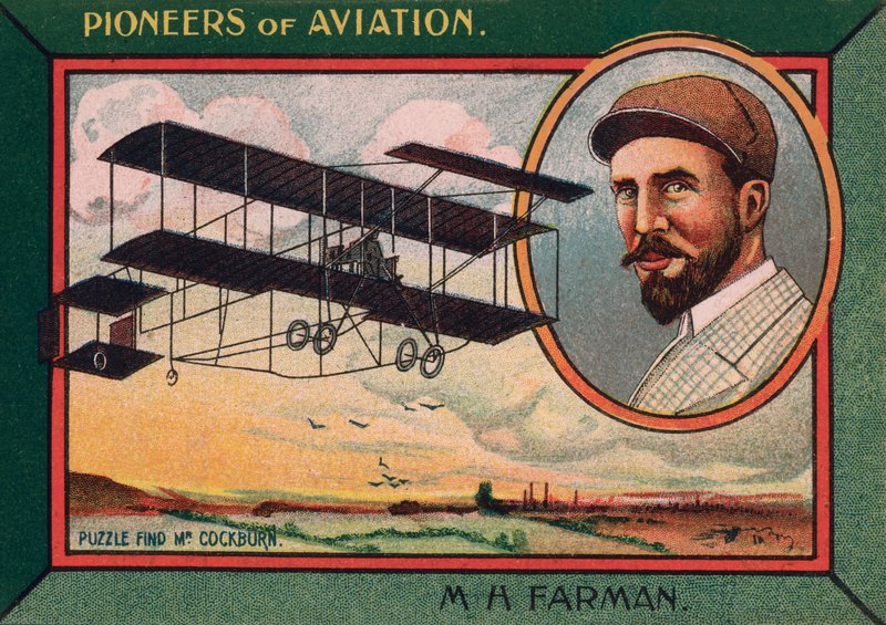 Henri Farman, Anglo-Fransız havacılık öncüsü, uçak tasarımcısı ve üreticisi (chromolitho) by English School