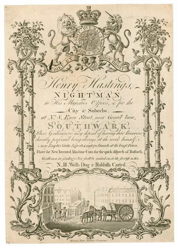 Henry Hastings, Nightman, ticaret kartı by English School