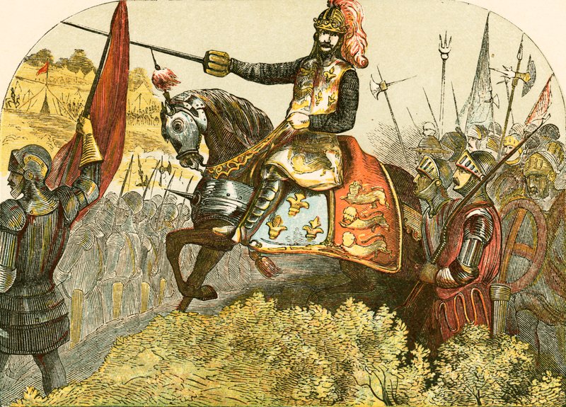 Agincourt savaşında Henry V by English School