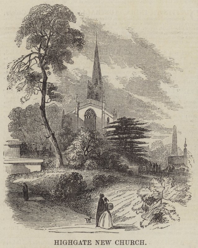 Highgate Yeni Kilise (gravür) by English School
