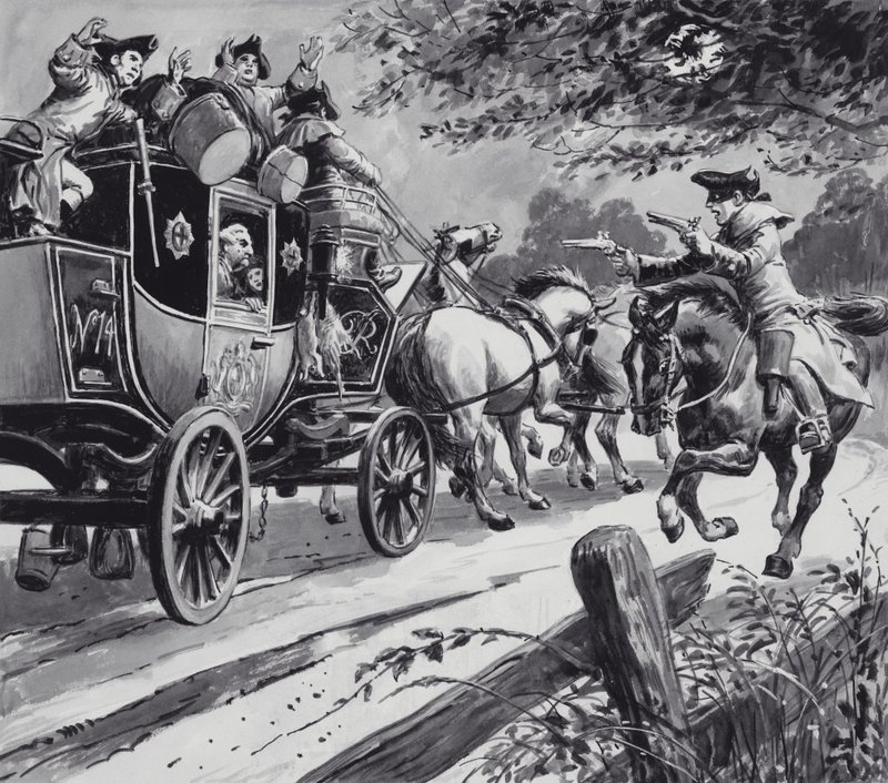 Highwayman (kağıt üzerine guaj boya) by English School