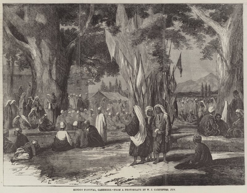 Hindu Festivali, Kaşmir (gravür) by English School