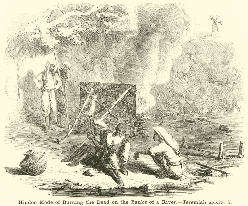 Bir Nehrin Kıyısında Ölüleri Yakma Hindoo Modu, Jeremiah, xxxiv, 5 by English School