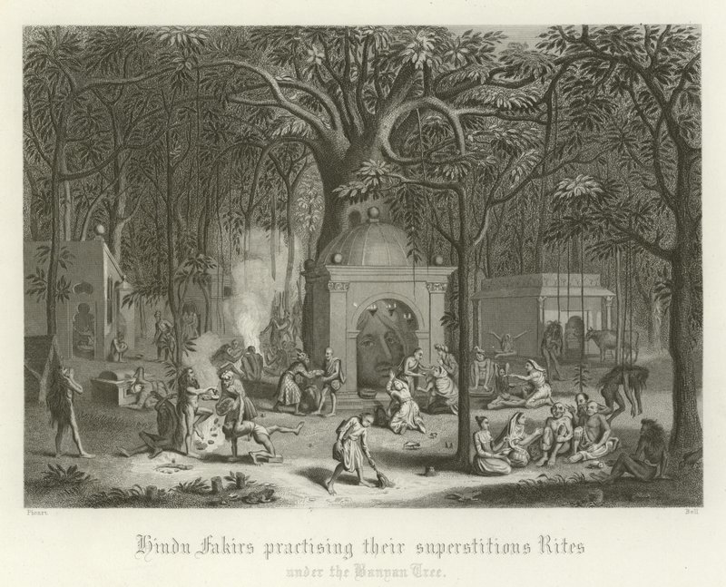 Batıl ayinlerini uygulayan Hindu fakirleri by English School