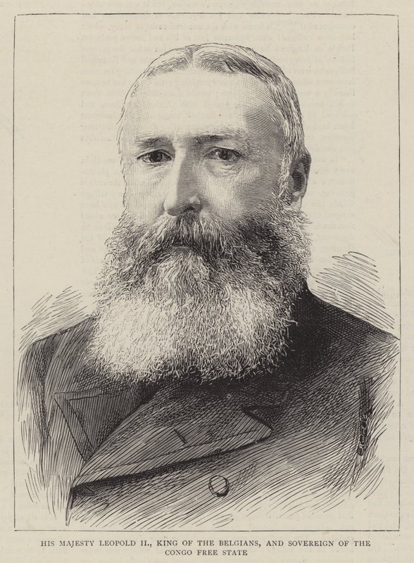 Majesteleri Leopold II, Belçika Kralı ve Özgür Kongo Devletinin Egemeni (gravür) by English School