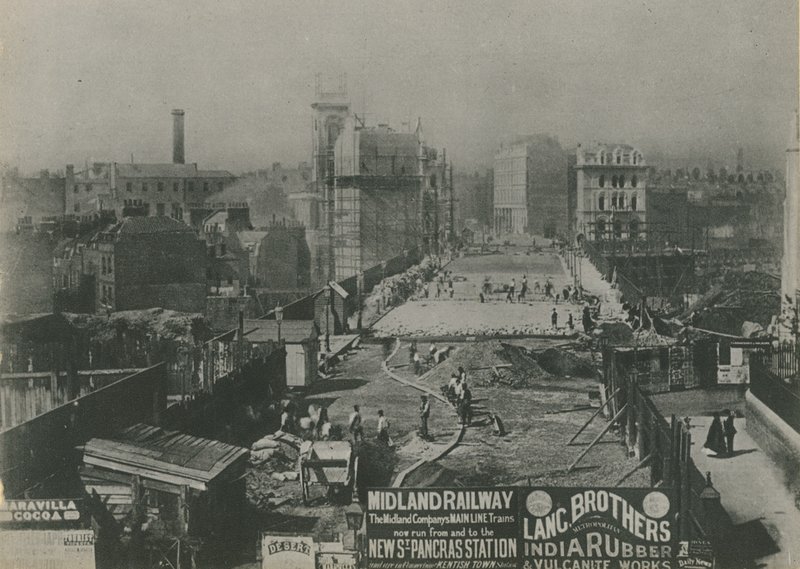 1869 yılında yapım aşamasında Holborn Viyadüğü by English School