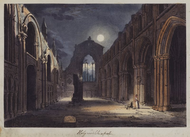 Holyrood Şapeli, Edinburgh (renkli gravür) by English School