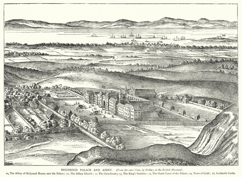 Holyrood Sarayı ve Manastırı (gravür) by English School
