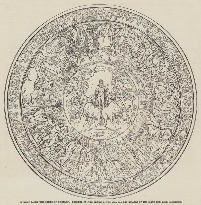 Homeric Table, Aşil Kalkanı, John Henning, Junior, Esquire tarafından tasarlandı (gravür) by English School