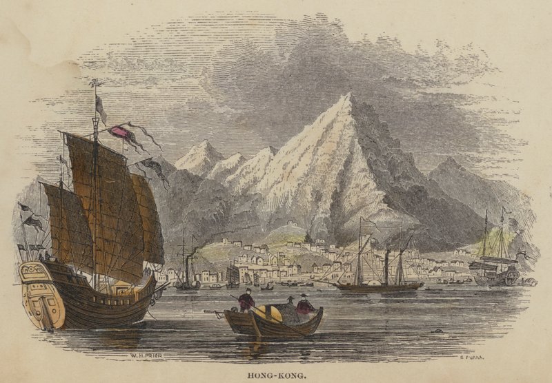 Hong Kong (renkli gravür) by English School