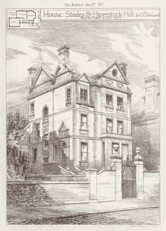 Ev, Steeles Yolu, Haverstock Tepesi, CE Johnson için (gravür) by English School