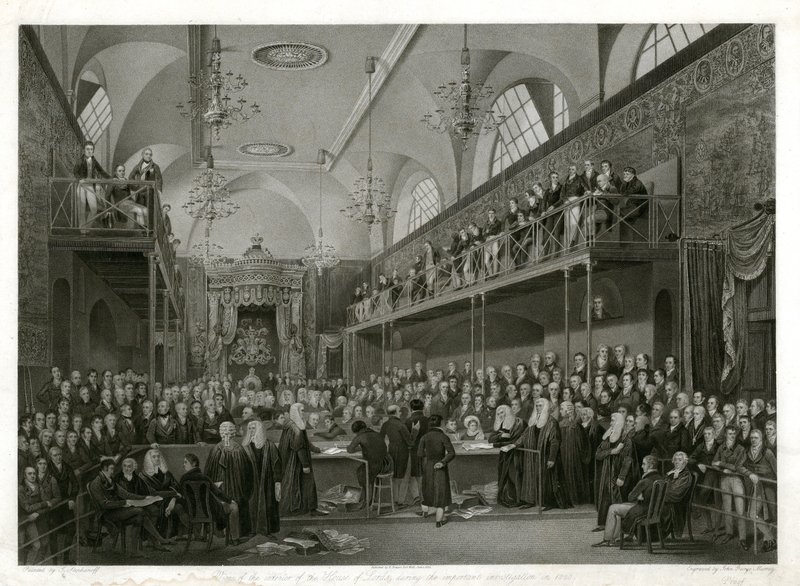 1820 yılında önemli soruşturma sırasında Lordlar Kamarası by English School