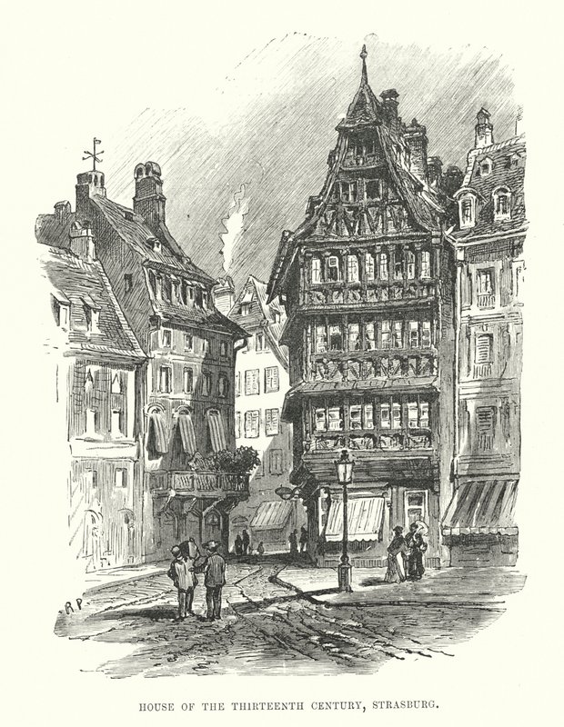 On Üçüncü Yüzyıl Evi, Strasburg (gravür) by English School