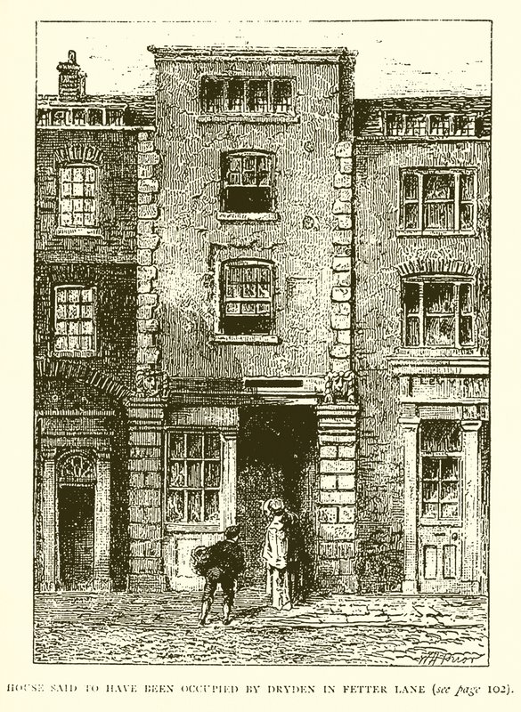 Evin Fetter Lane'de Dryden tarafından işgal edildiği söyleniyor. by English School