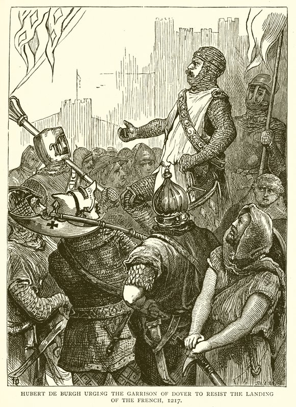 Hubert de Burgh, Dover Garnizonunu Fransızların çıkartmasına direnmeye çağırıyor, 1217 by English School