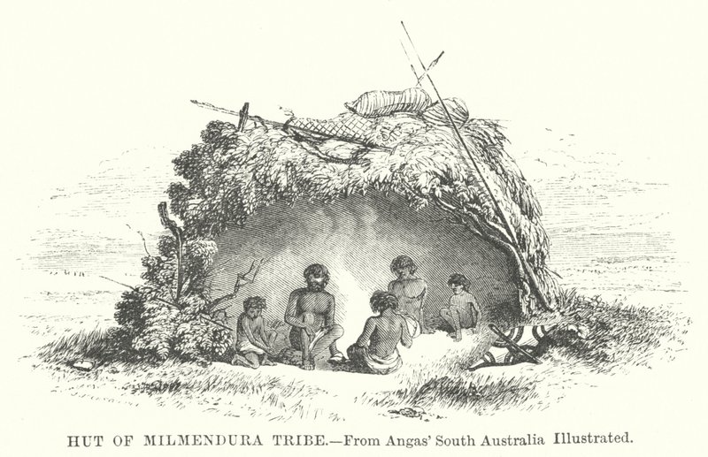 Milmendura Kabilesi Kulübesi (gravür) by English School