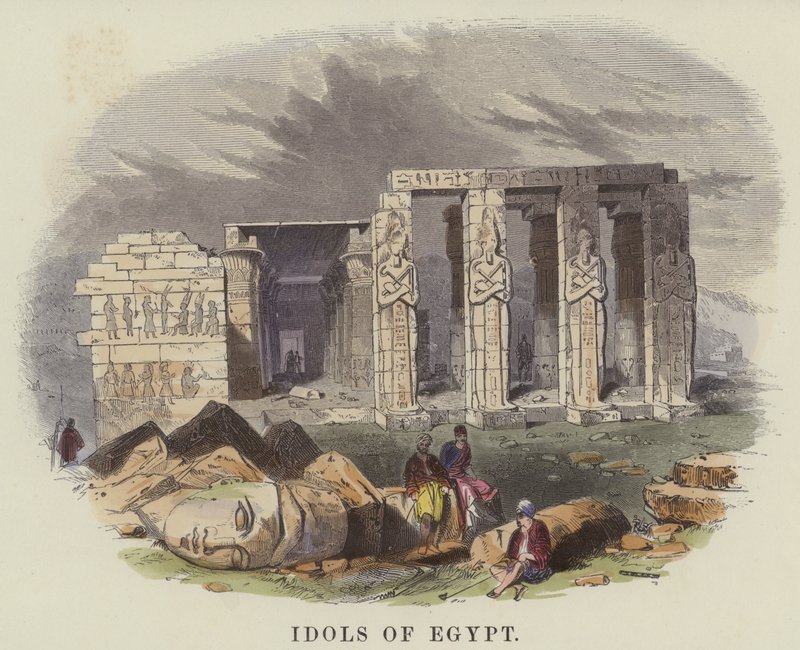 Mısır putları (renkli gravür) by English School