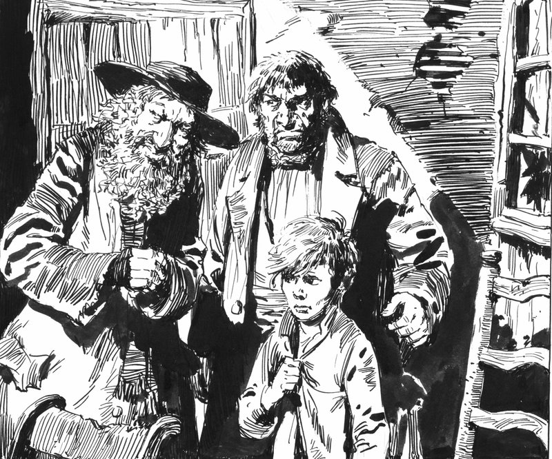 Charles Dickens tarafından Oliver Twist için illüstrasyon (kalem ve mürekkep) by English School