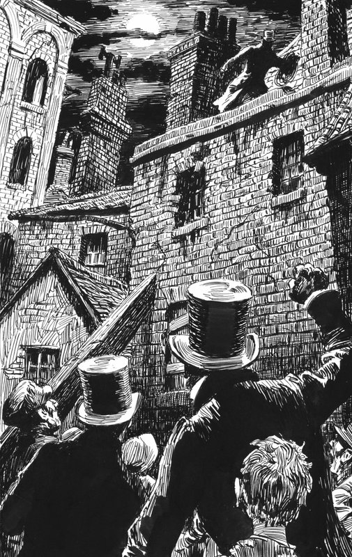 Charles Dickens tarafından Oliver Twist için illüstrasyon (kalem ve mürekkep) by English School