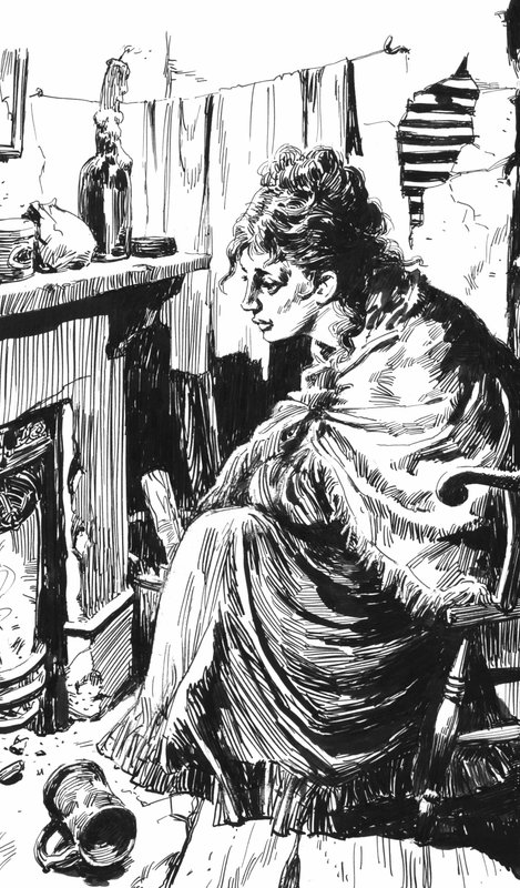 Charles Dickens tarafından Oliver Twist için illüstrasyon (kalem ve mürekkep) by English School