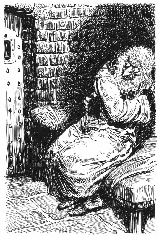 Charles Dickens tarafından Oliver Twist için illüstrasyon (kalem ve mürekkep) by English School