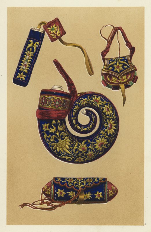 Hint Barut-Boynuz ve Üç Parça Çifteli Mobilya (chromolitho) by English School