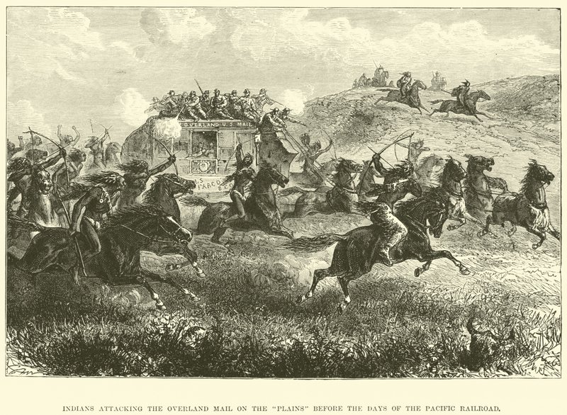 Pasifik Demiryolu günlerinden önce ovalarda Overland Mail