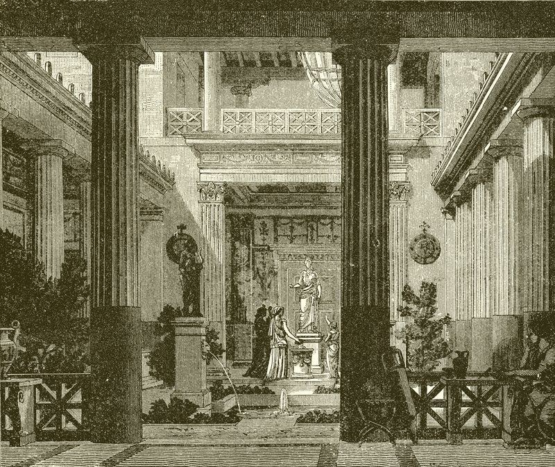 Tanrıça Hestia Heykeli Olan Bir Rum Evinin İç Avlusu by English School