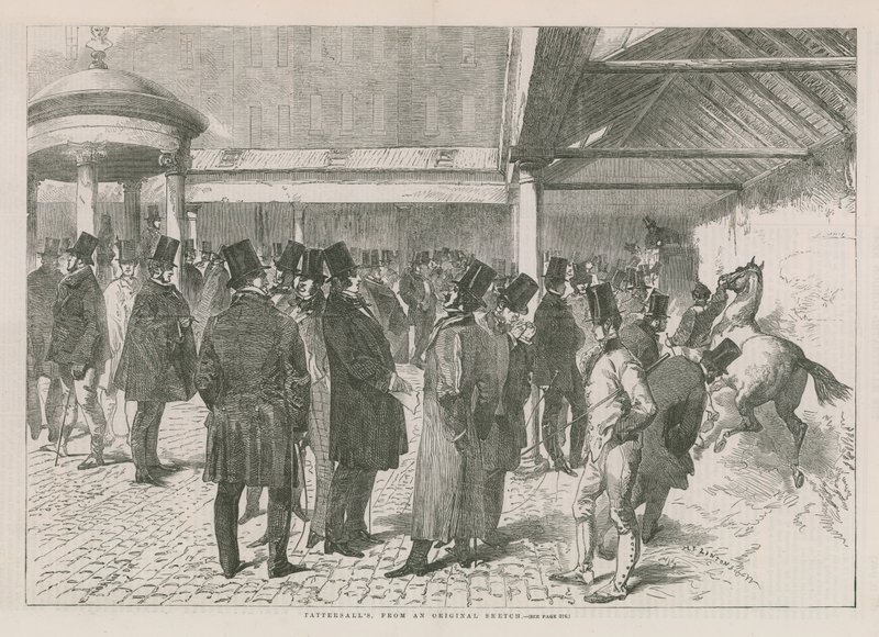 Tattersalls müzayede evinin içi (gravür) by English School
