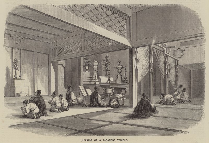Bir Japon Tapınağının İçi (gravür) by English School