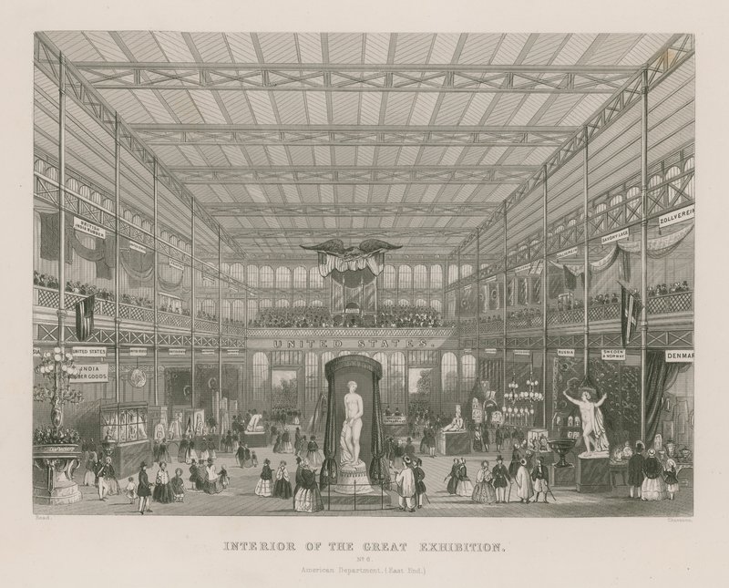 Büyük Serginin İç Mekanı, 1851, Amerikan Departmanı (East End) by English School