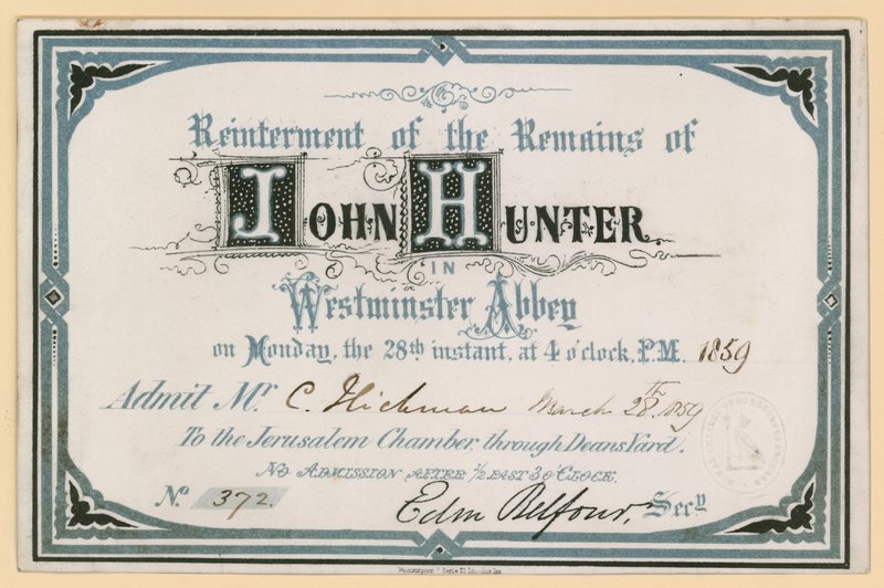 John Hunters'ın Yeniden Gömülmesine Davet, Londra, Westminster Abbey'de kalıyor, 28 Mart 1859 by English School