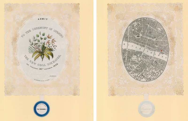 Yeni Kömür Borsasının açılış törenine davet, 30 Ekim 1849, ön ve arka by English School