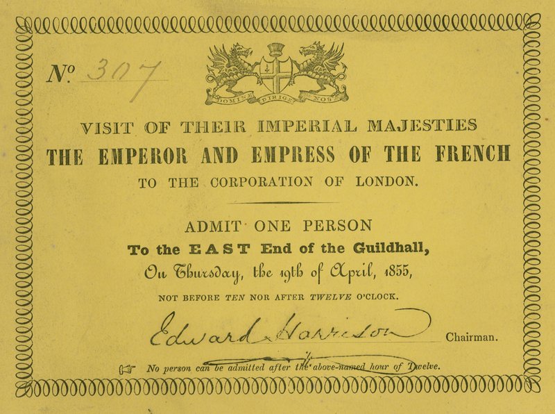 Fransız İmparatoru ve İmparatoriçesi olan İmparatorluk Majestelerinin 19 Nisan 1855