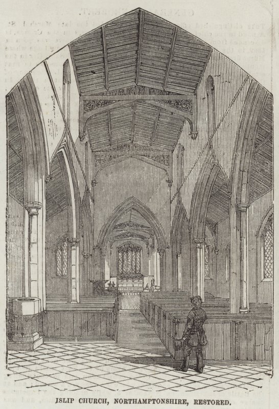 Islip Kilisesi, Northamptonshire, restore edilmiş (gravür) by English School