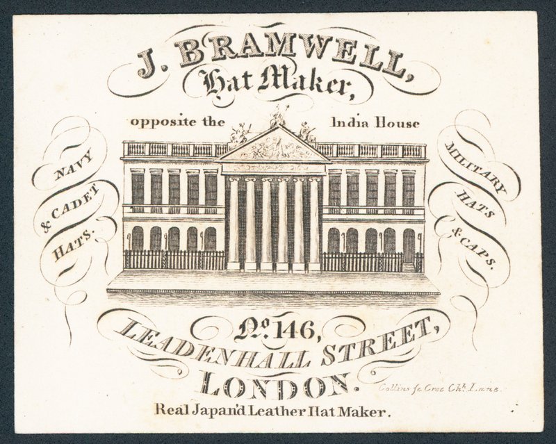 J Bramwell, şapka üreticisi, ticari kart by English School