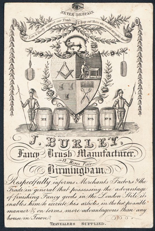 J Burley, Fantezi Fırça Üreticisi, ticari kart by English School