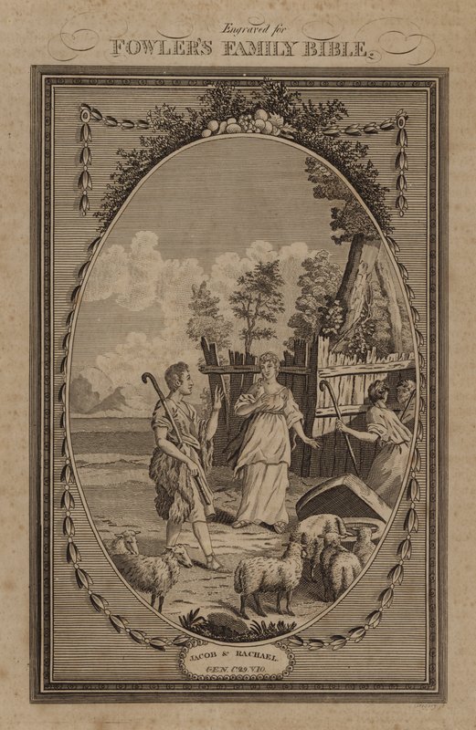 Jacob ve Rachael, Genesis, Bölüm 29, Ayet 10 (gravür) by English School