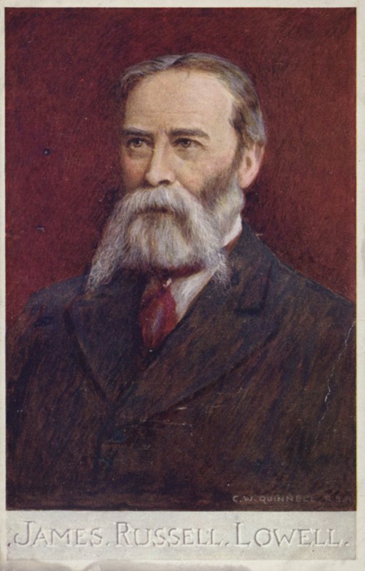 James Russell Lowell (1819-1891), Amerikalı şair ve diplomat (renkli taş baskı) by English School