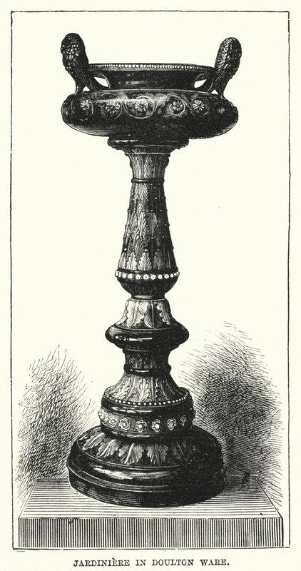 Jardiniere, Doulton eşyasında (gravür) by English School