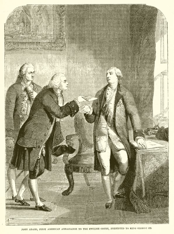 İngiliz Mahkemesinin Birinci Amerikan Büyükelçisi John Adams, Kral III. by English School