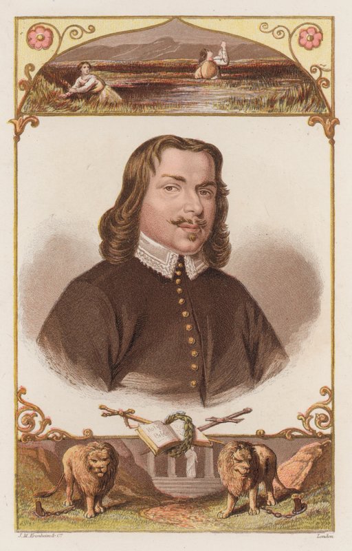 John Bunyan, portre (renkli gravür) by English School