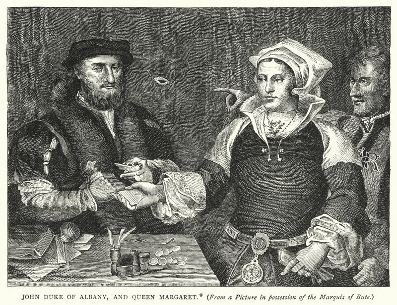 John Duke of Albany ve Kraliçe Margaret (gravür) by English School