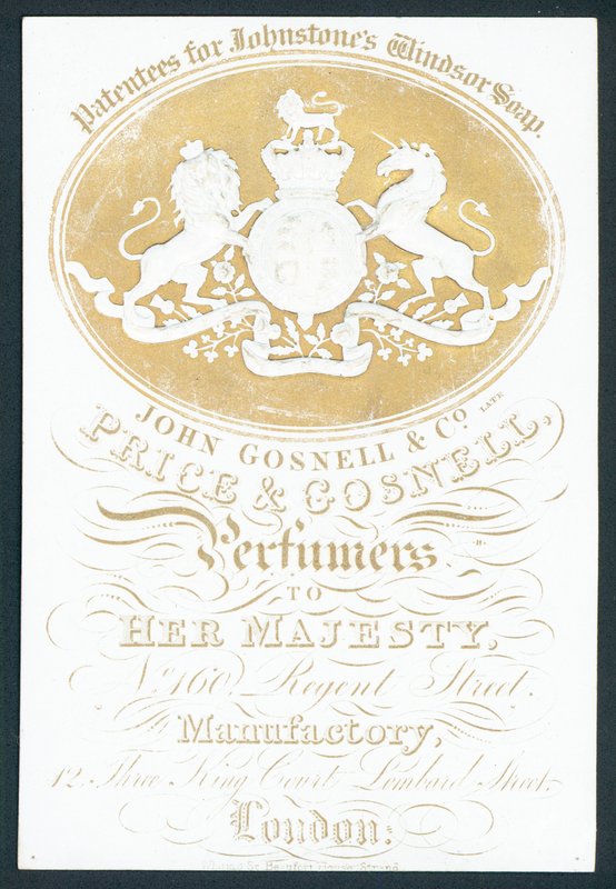 John Gosnell & Co, geç, Price & Gosnell, ticari kart by English School