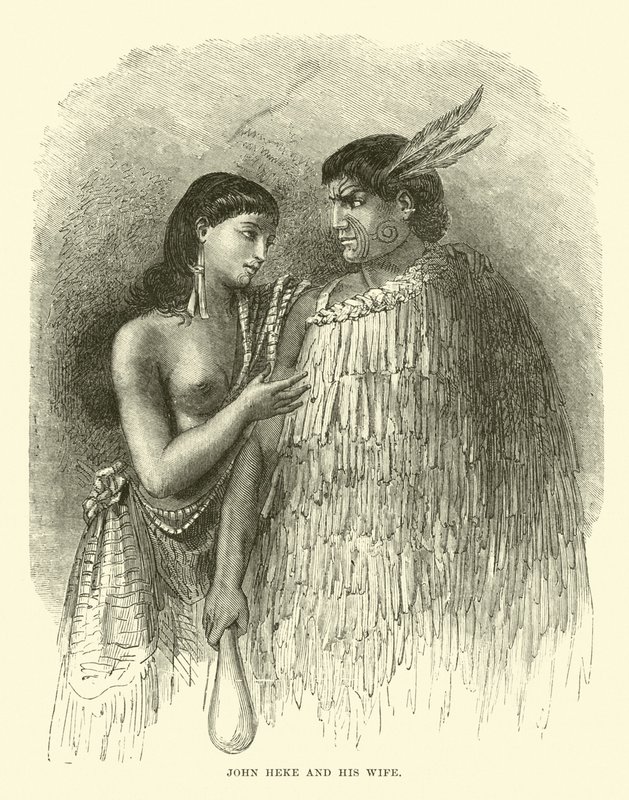 John Heke ve karısı by English School